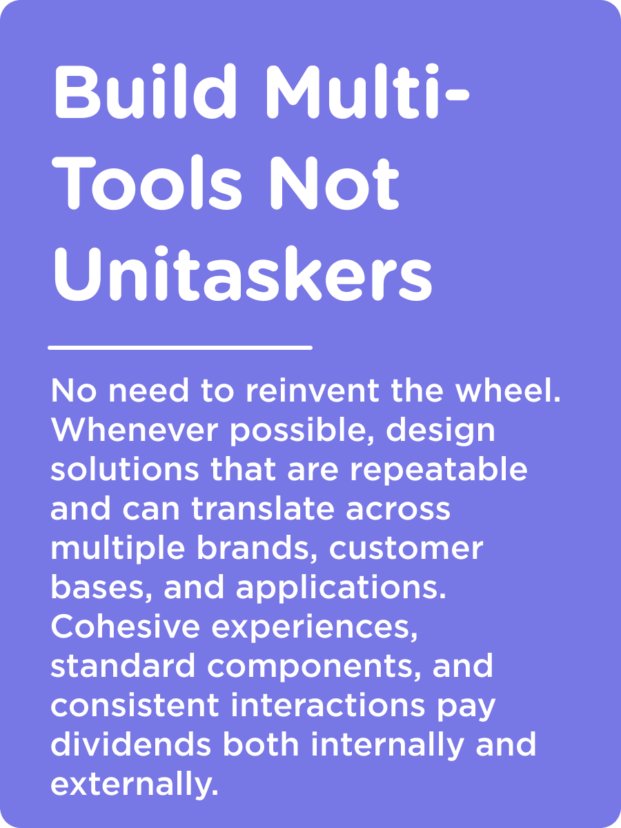 Principle card reading Build Multi-Tools Not Unitaskers